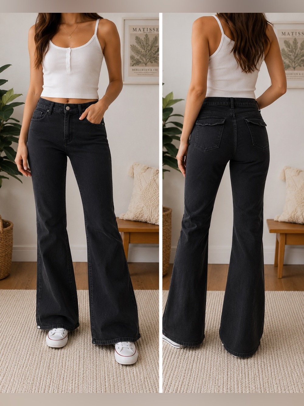 Terra & Sky Black High-Rise Flare Jeans 18W GUC